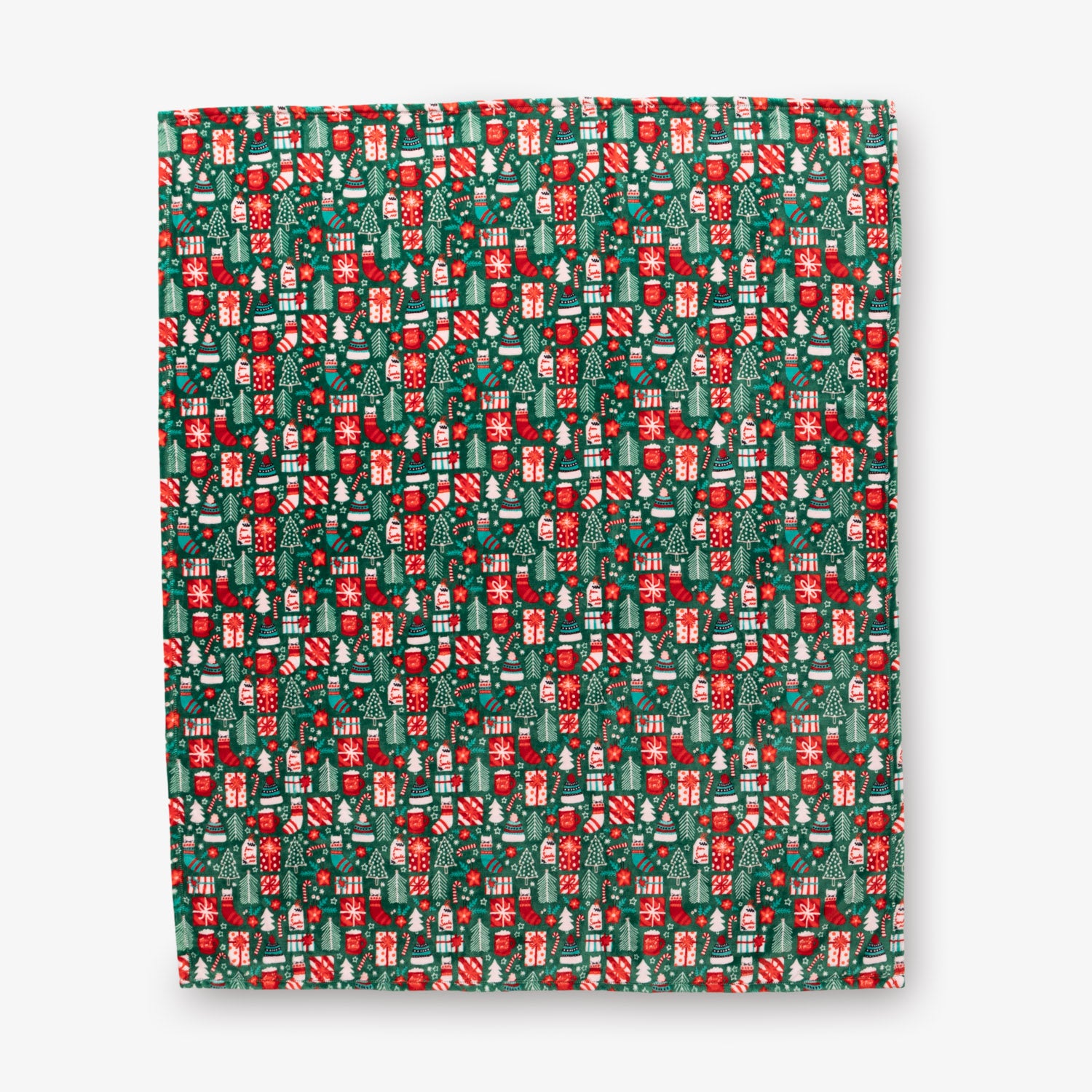 Christmas-themed patterned paper with red and green design on a white background