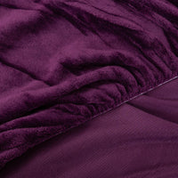 Close-up of plush texture on the Eggplant sheet set.