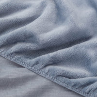 Close-up of Polar Blue (light blue) fitted sheet corner with plush texture.