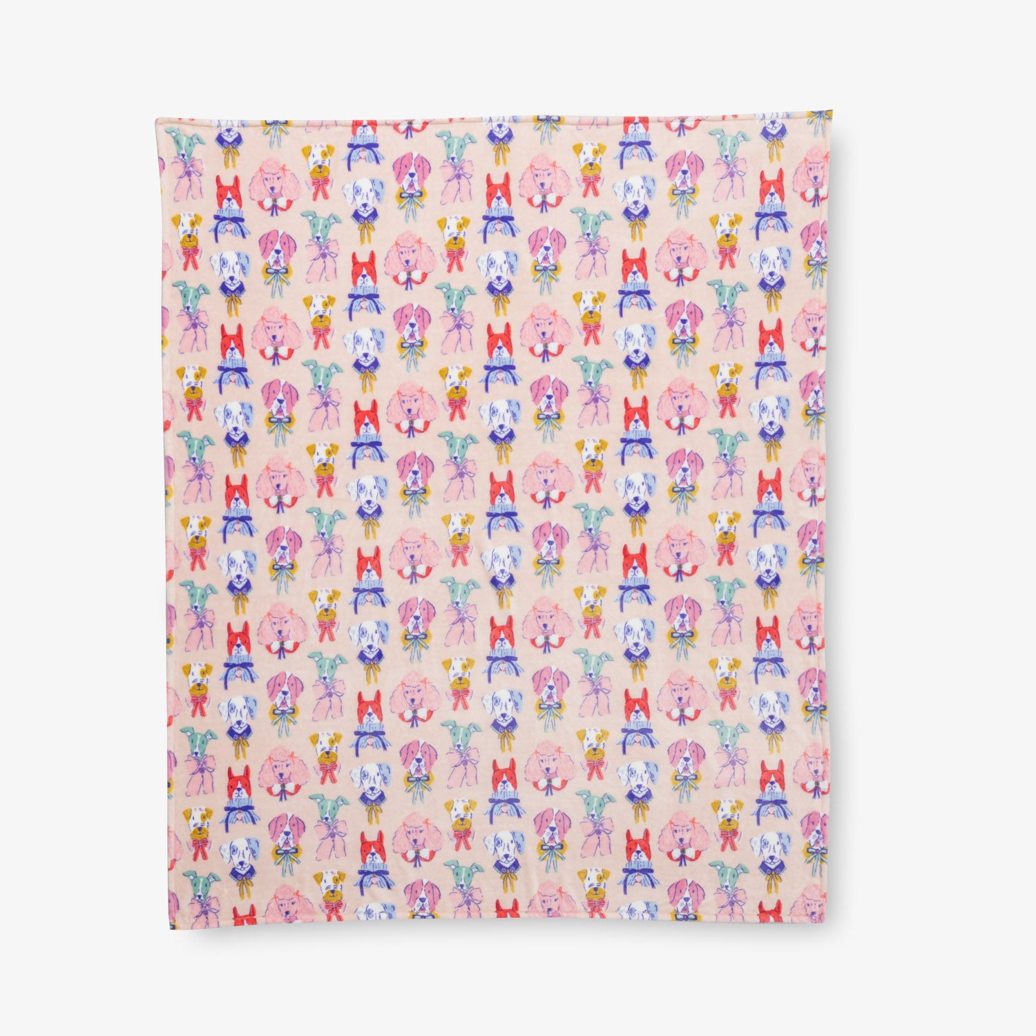 Krissy Mast Artist Series printed dog print throw laid flat on a white surface.