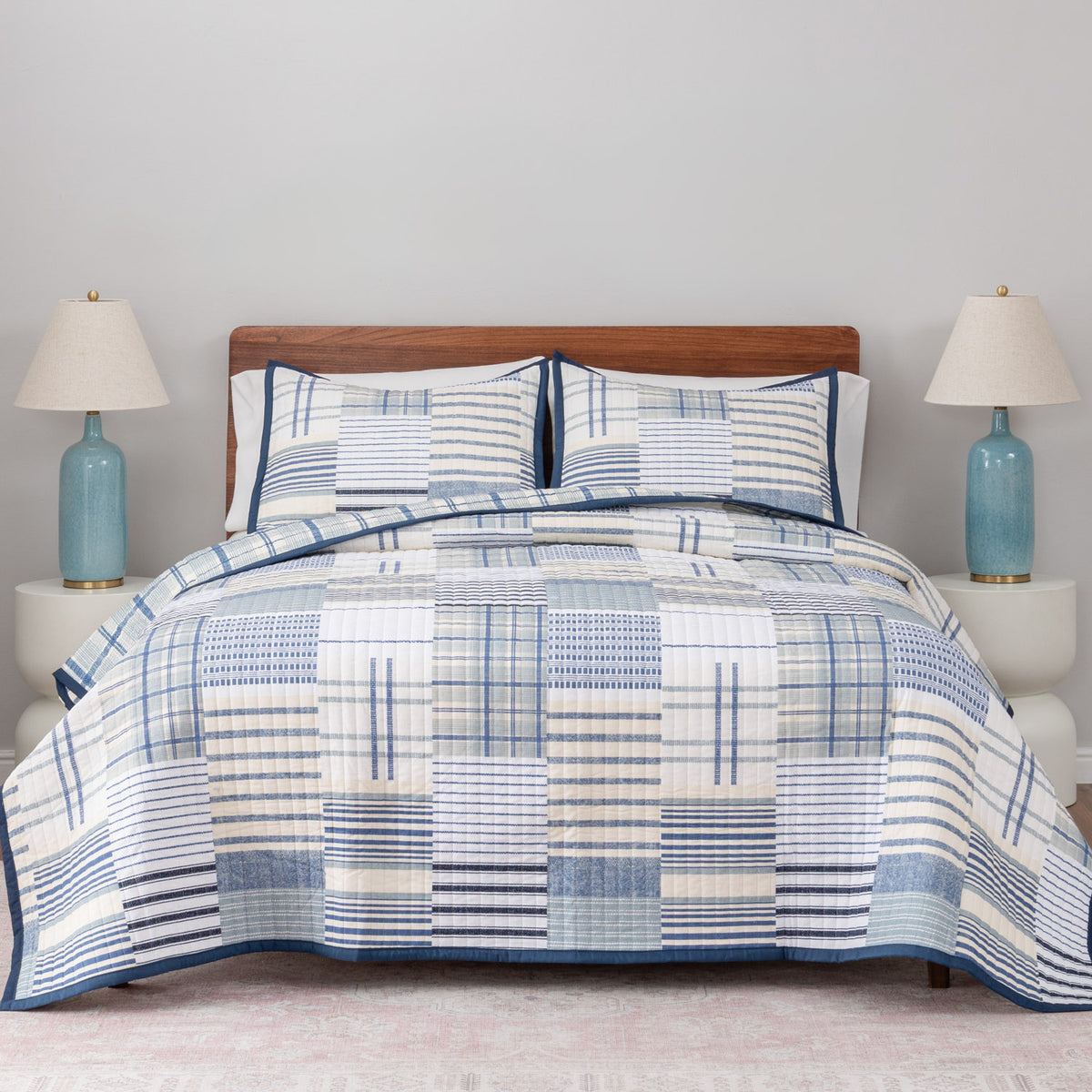 Striped Cotton Quilt Set