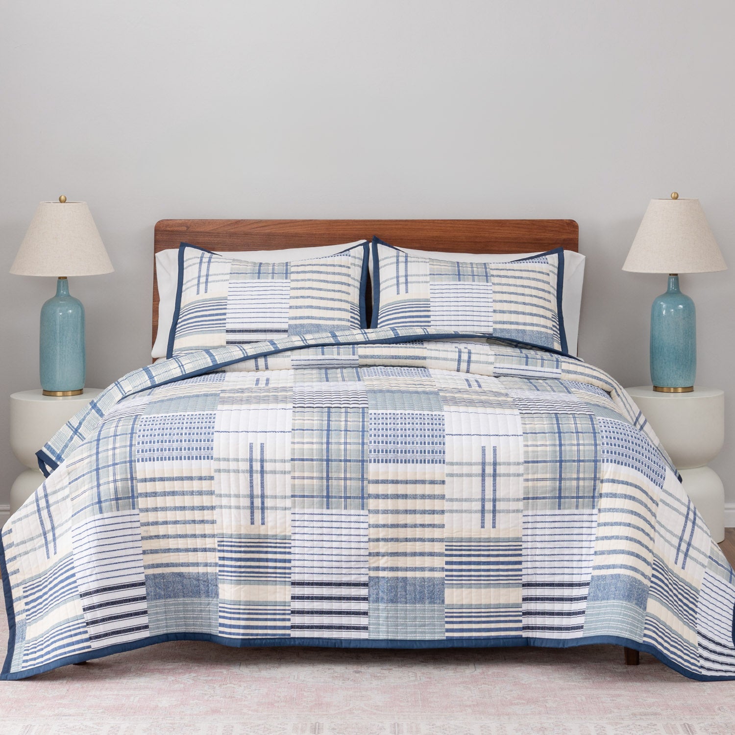 Striped Cotton Quilt Set