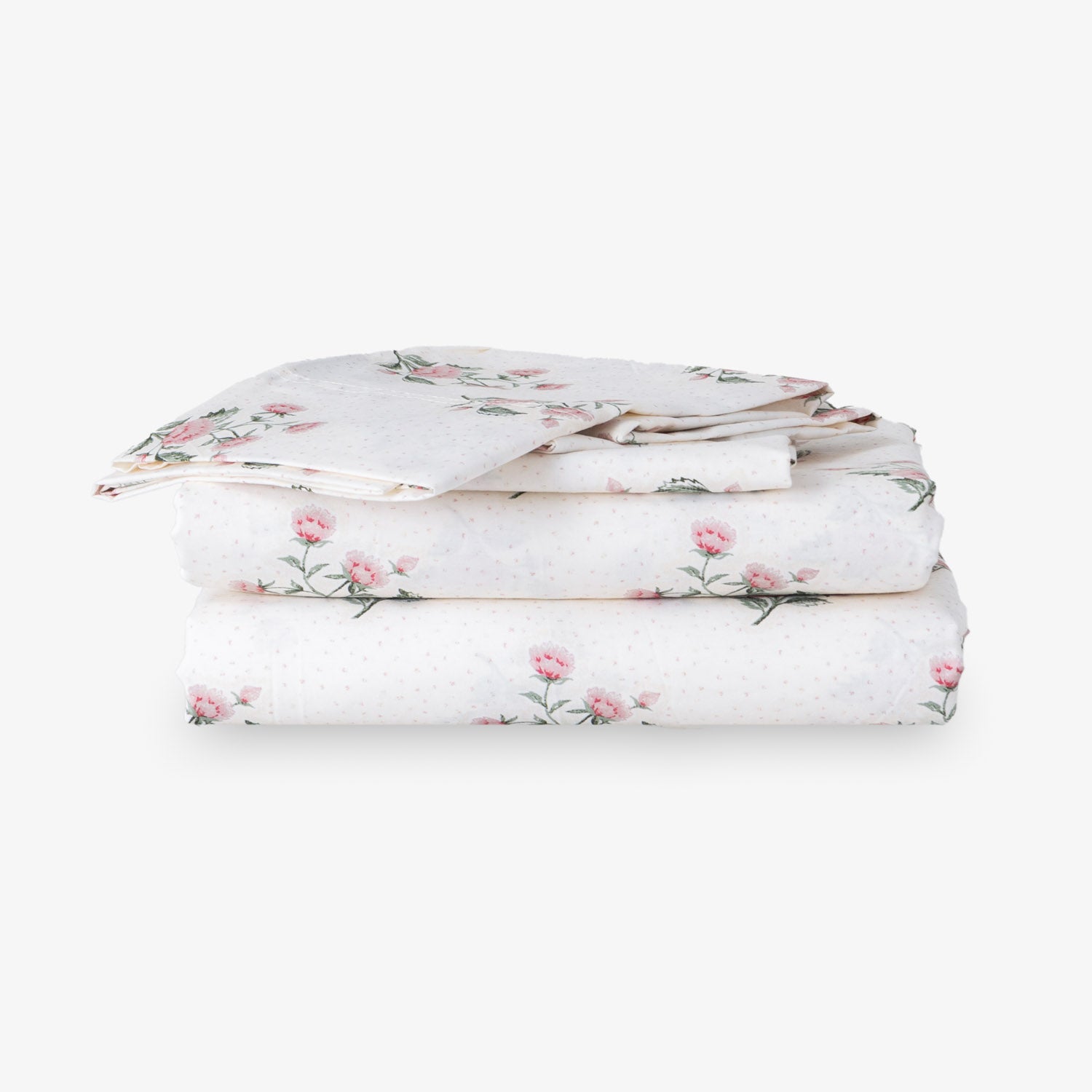 Floral-patterned bedding set on a white background