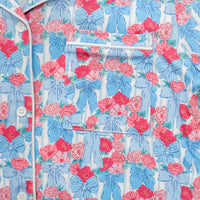 Krissy Mast floral printed lounge set laid flat on a white surface.