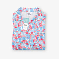 Krissy Mast floral printed lounge set laid flat on a white surface.