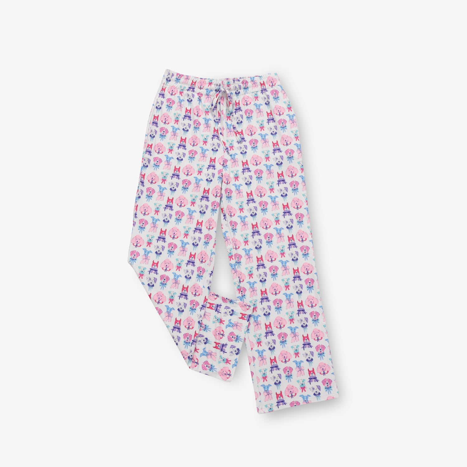 Krissy Mast printed lounge pants laid flat on a white surface.