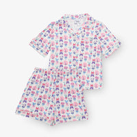 Krissy Mast dog printed lounge set laid flat on a white surface.