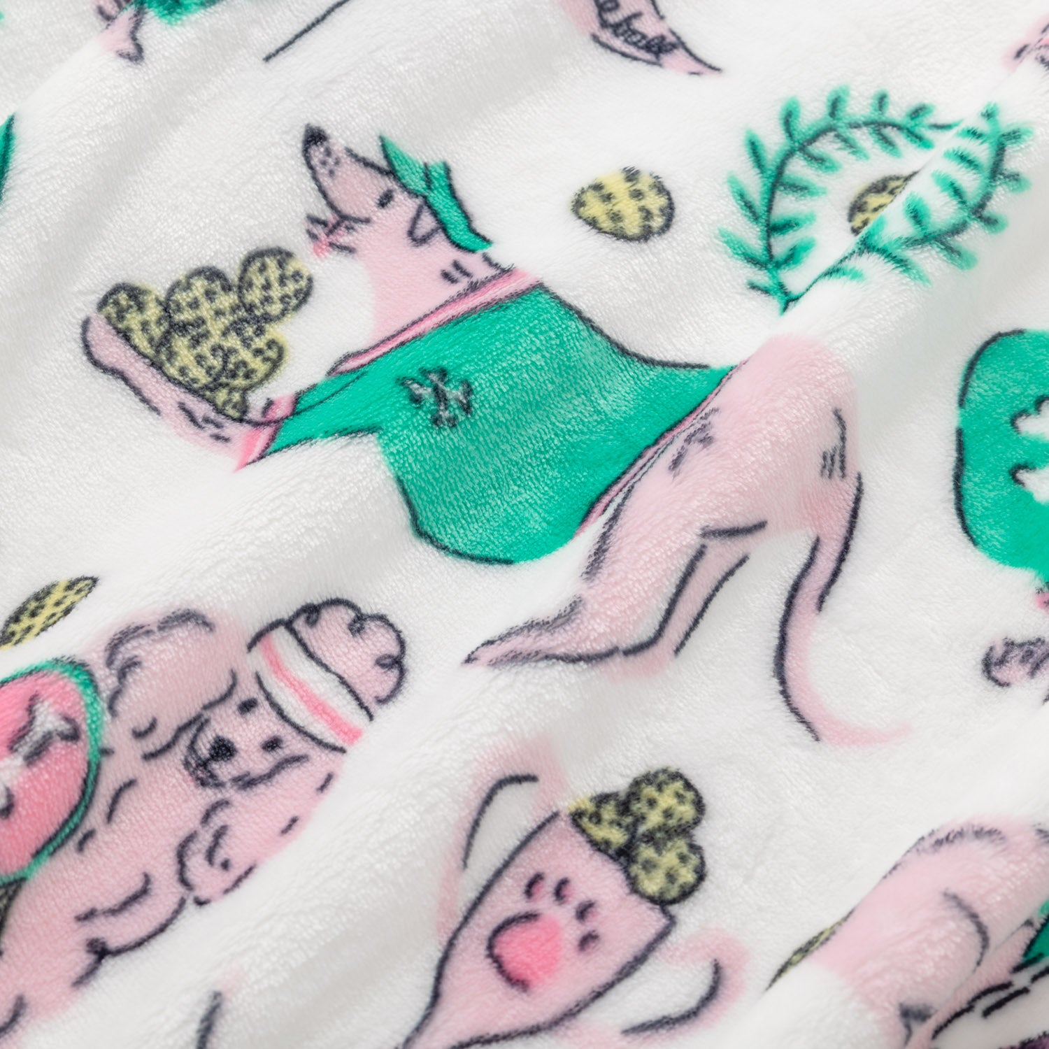 Close up of a pickleball pups velvety plush throw.