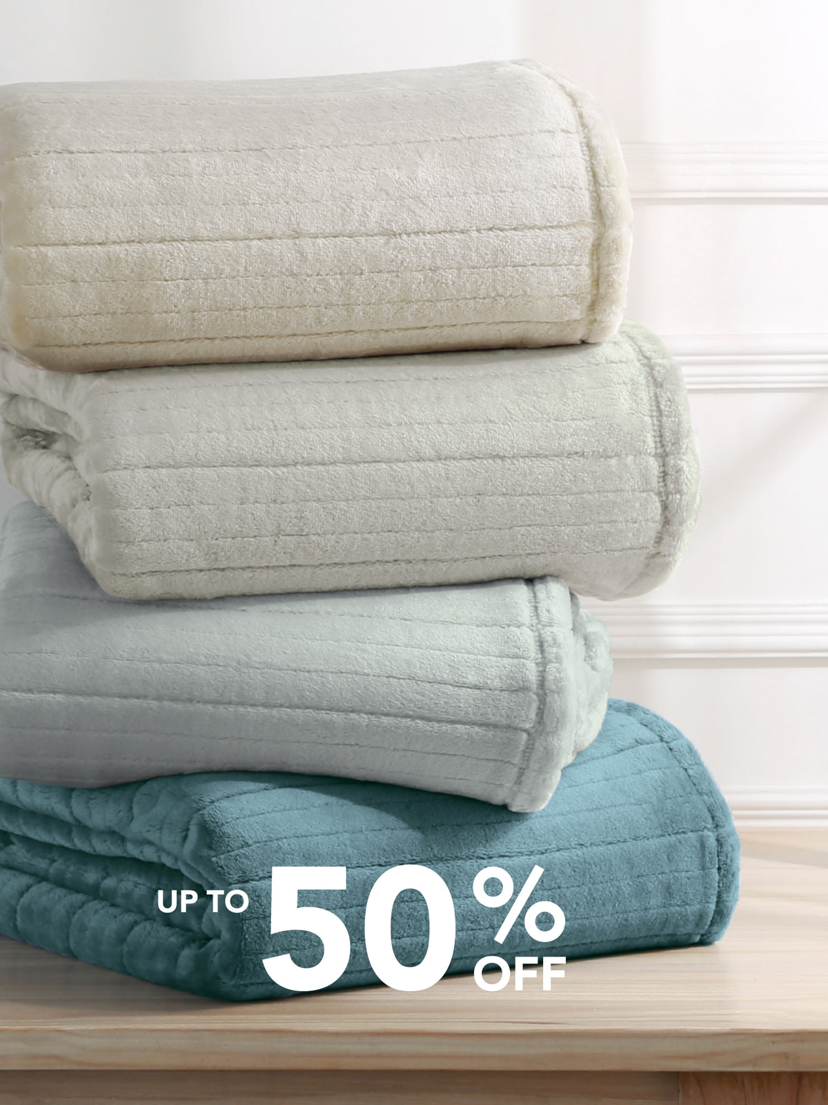 Enjoy up to 50% off our clearance collection featuring our Ribbed VelvetLoft Blanket in a variety of colors.