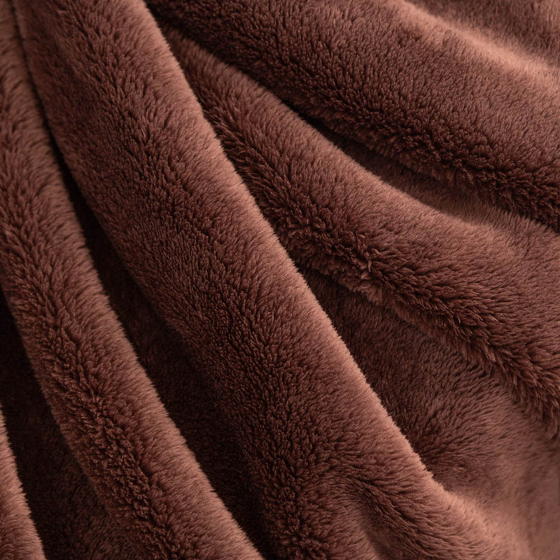 A close-up of the plush, soft texture of a brown Extra-Fluffy Throw.