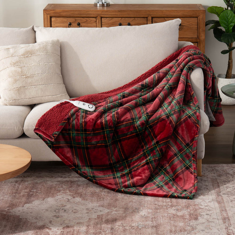 Printed VelvetLoft® Sherpa Heated Electric Throw