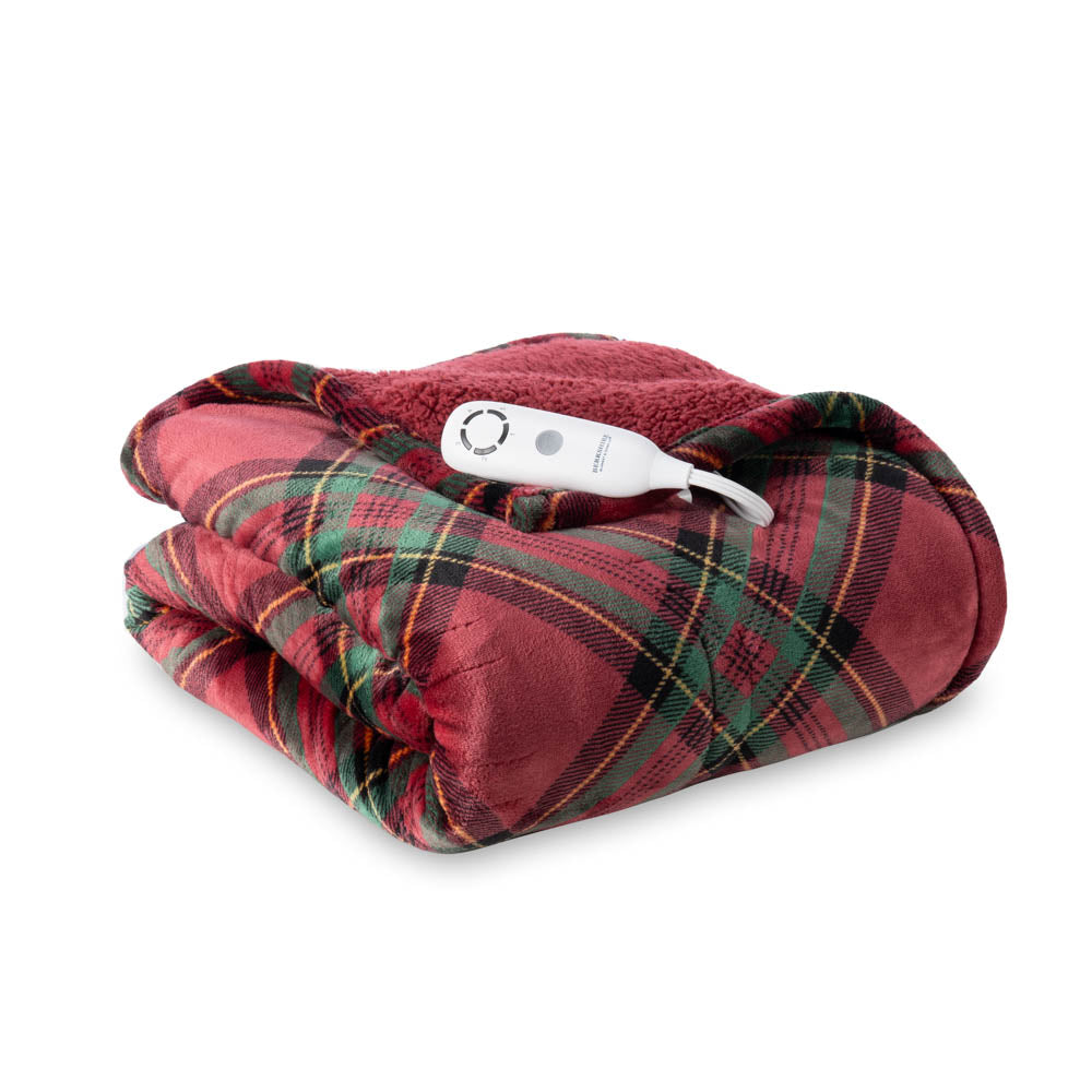 Printed VelvetLoft Sherpa Heated Throw Blankets Berkshire Blanket