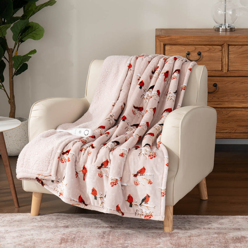 Printed VelvetLoft&reg; Sherpa Heated Throw