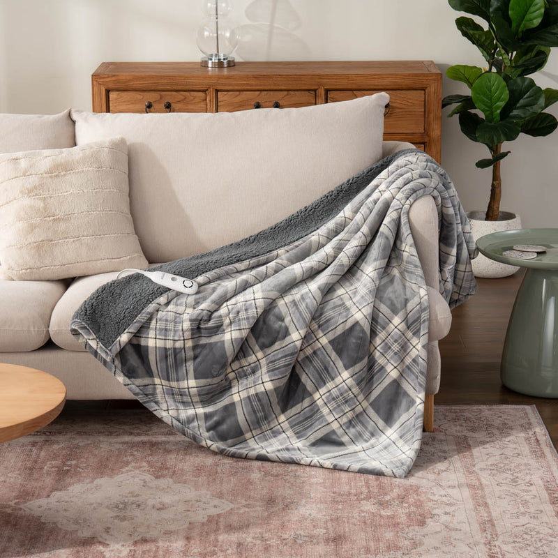 Printed VelvetLoft® Sherpa Heated Electric Throw