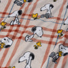 Fabric with Snoopy and Woodstock pattern on a checkered background