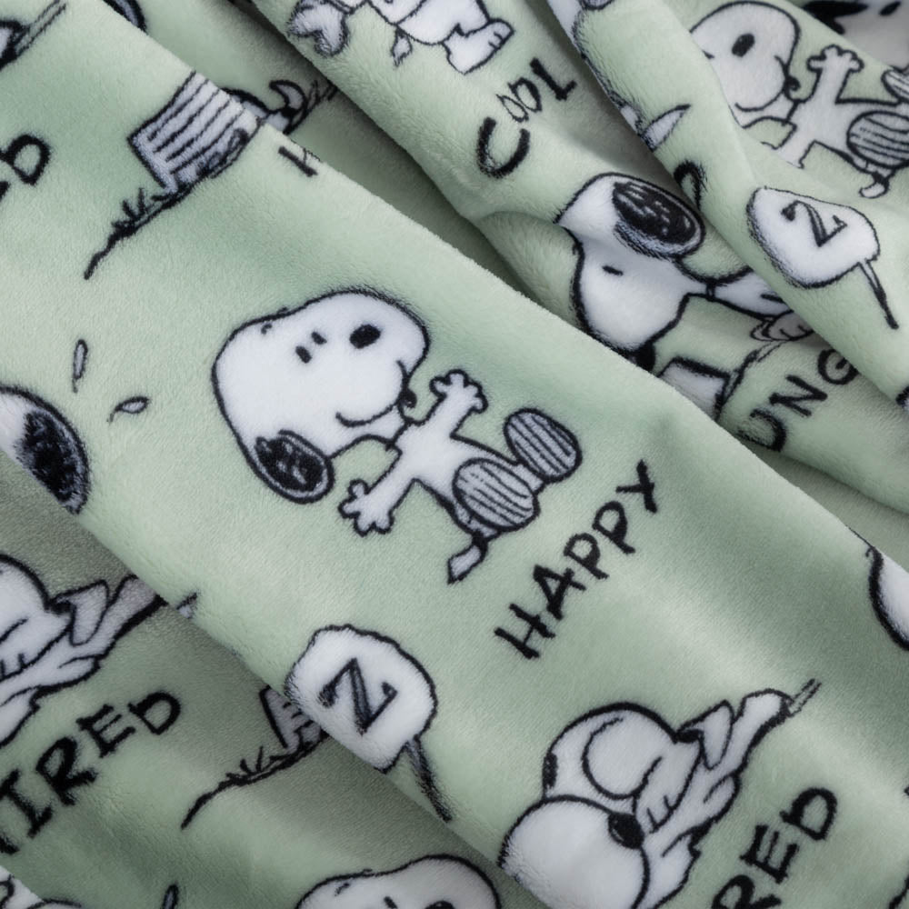 Peanuts 50x70 on sale snoopy green emotions blanket