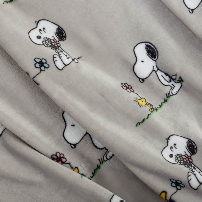 Fabric with cartoon character pattern on a gray background