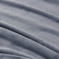 A close-up of a blue velvet blanket highlighting its soft, smooth texture.