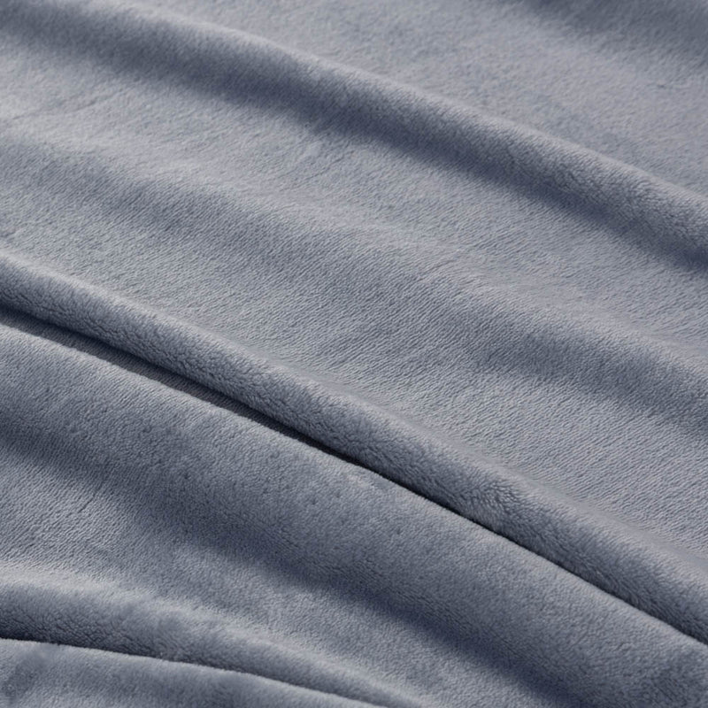 A close-up of a blue velvet blanket highlighting its soft, smooth texture.