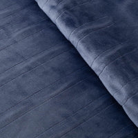 Close-up of the textured surface of a blue heated blanket.