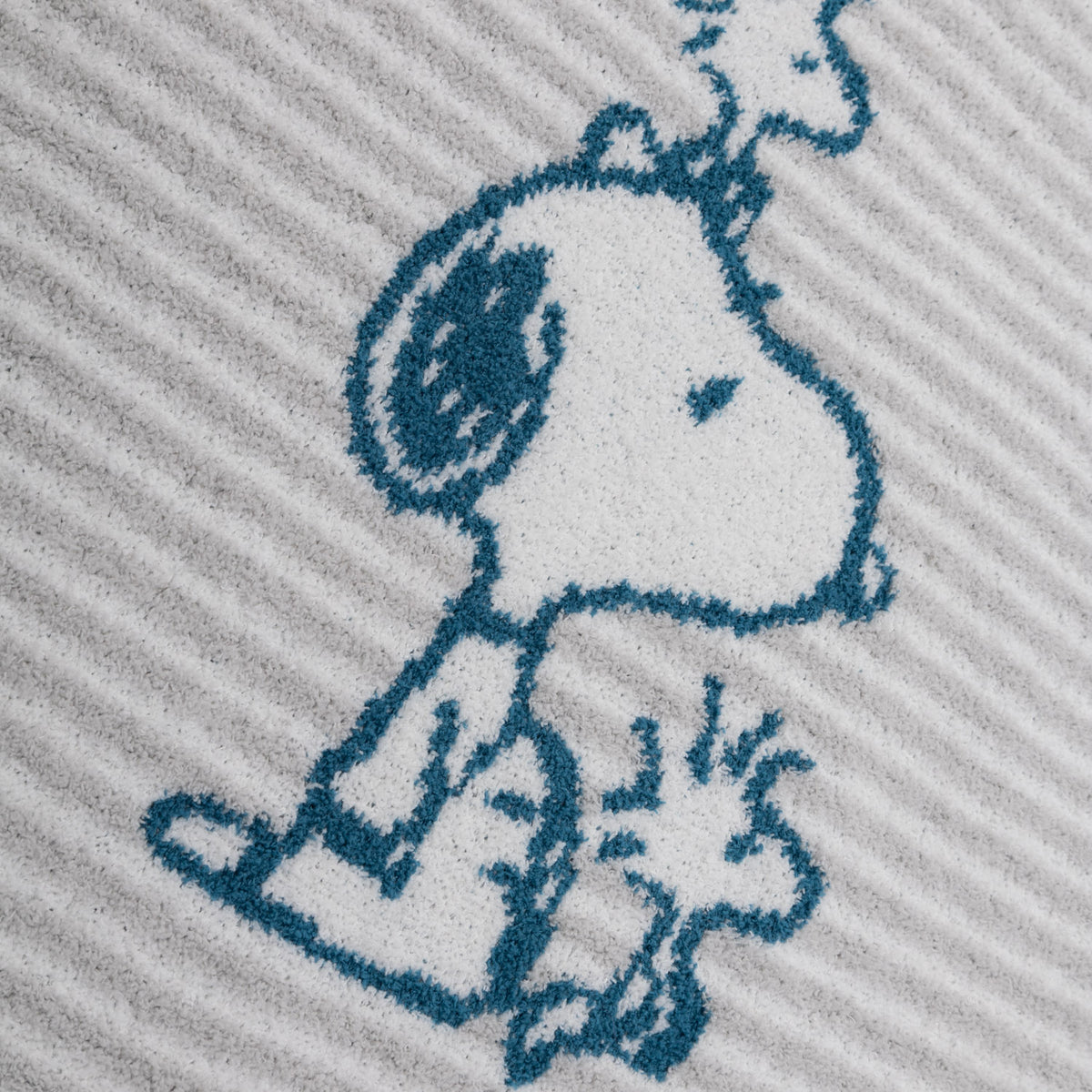 Close up of a Peanuts striped MellowSoft Throw.