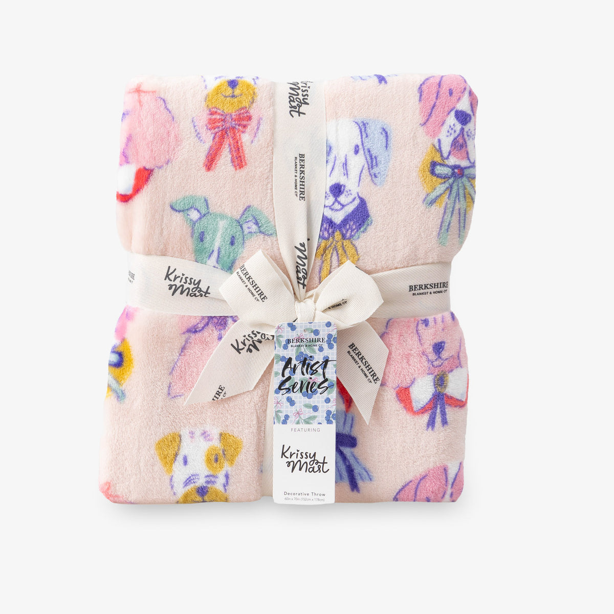 Krissy Mast Artist Series printed dog print throw folded neatly on a white surface.