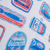 Close up of a Krissy Mast Sardine printed beach towel.