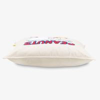 Peanuts Social Club Pillow sitting on a white surface.