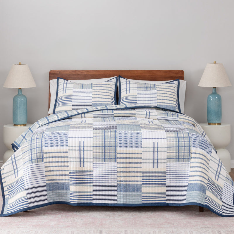 Striped Cotton Quilt Set