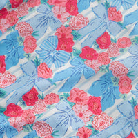 Close up of a Krissy Mast floral printed lounge set.