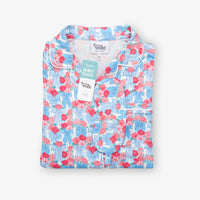 Krissy Mast floral printed lounge set laid flat on a white surface.