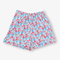 Krissy Mast floral printed lounge set laid flat on a white surface.