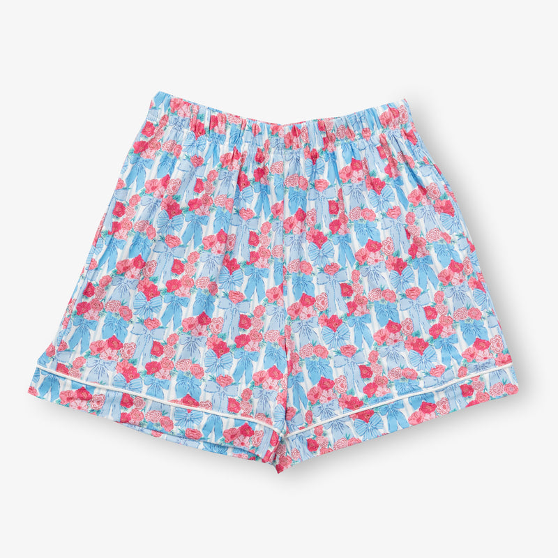 Krissy Mast floral printed lounge set laid flat on a white surface.