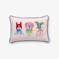 Krissy Mast dog printed pillow sitting on a white surface.