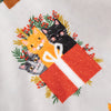 Illustration of cats with a gift box and wreath on a white background