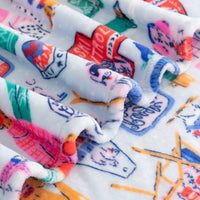 Colorful fabric with cartoon character pattern