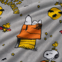 Close up of a Halloween peanuts throw.