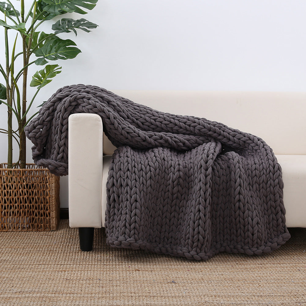 Berkshire Blanket Twice Knitted Chunky Throw, Charcoal