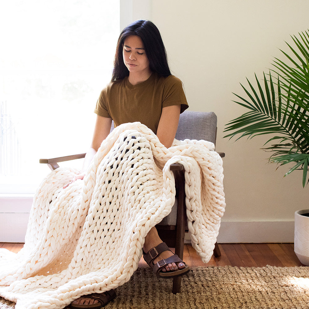 Oversized chunky discount knit throw blanket