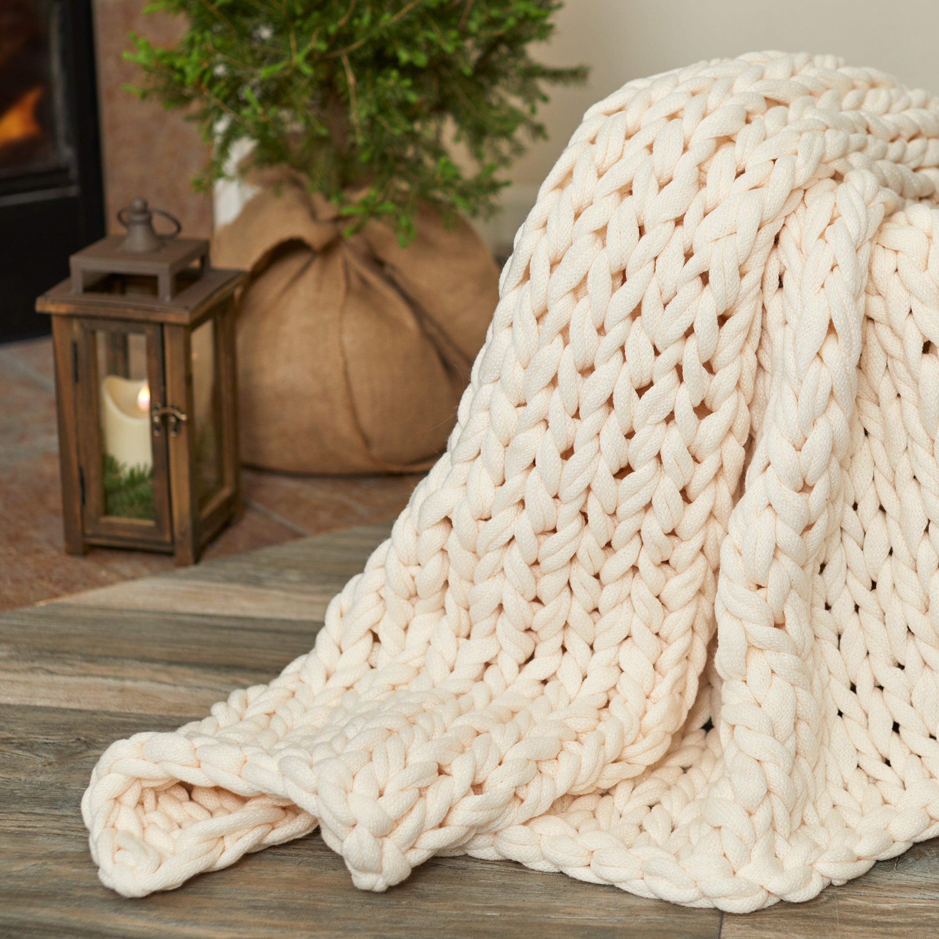 Beige chunky best sale knit throw