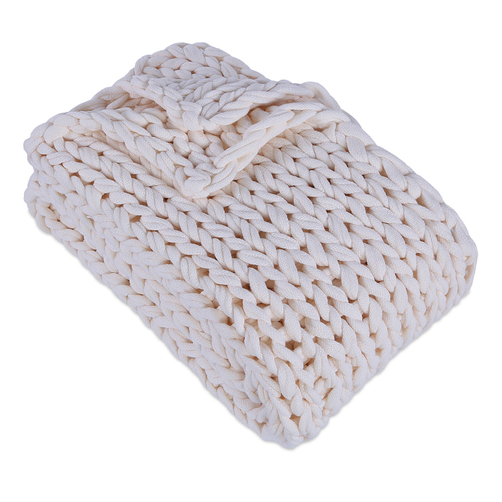 Natural knitted online throw