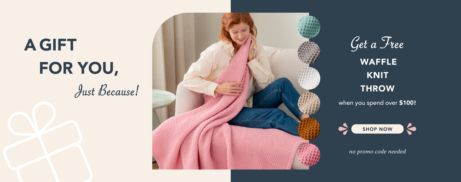 Gift With Purchase Promotion: Free Waffle Knit Throw When You Spend Over $100