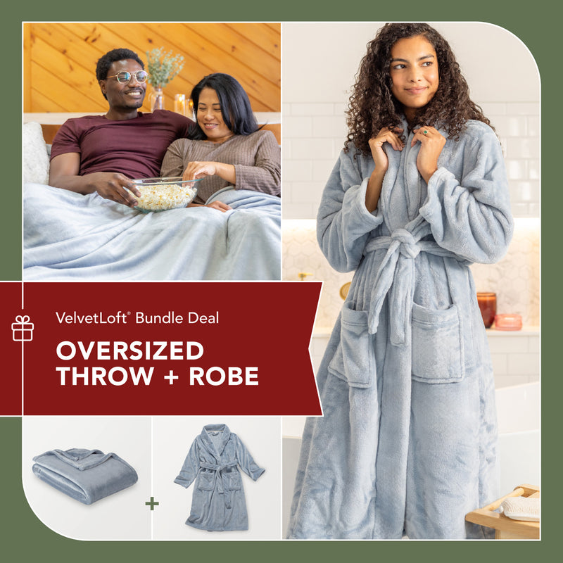 VelvetLoft Bundle Deal including an Oversized Throw + Robe.