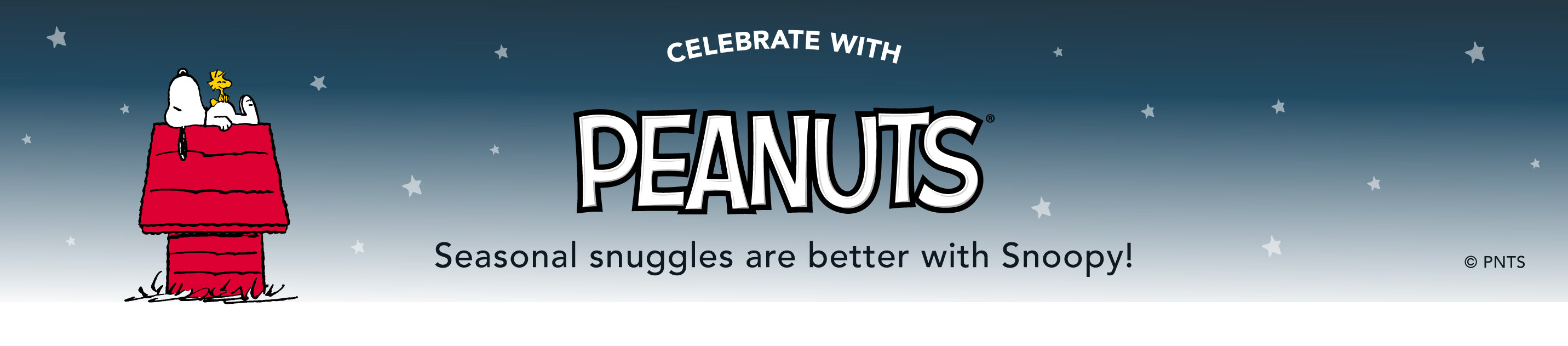 Celebrate with peanuts®. Seasonal snuggles are better with Snoopy!