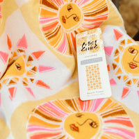 Close up of our Artist Series Vicky Yorke Summer Nostalgia beach towel.